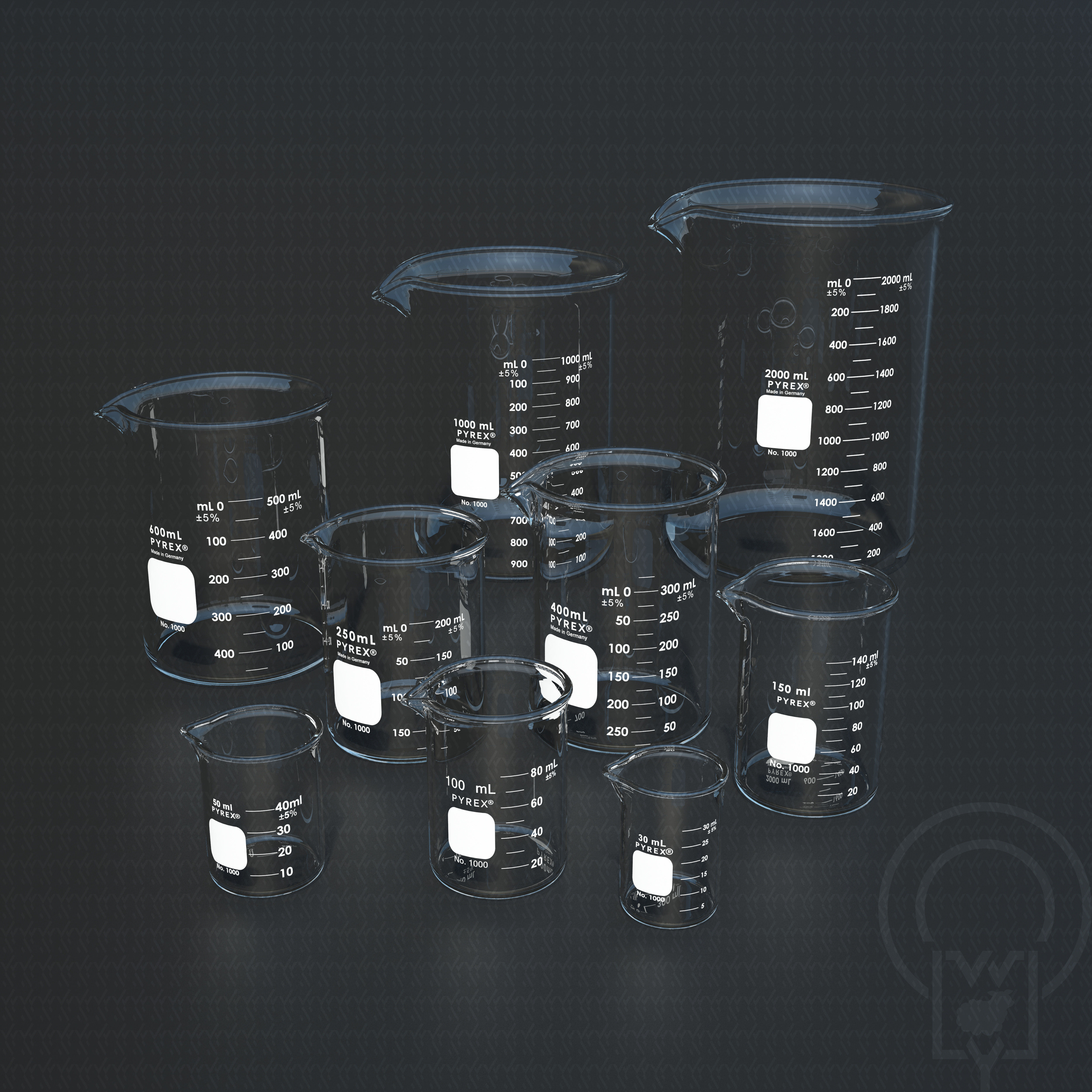 Lab Bunsen Burner Tripod Beaker Chemistry set 3D model_11