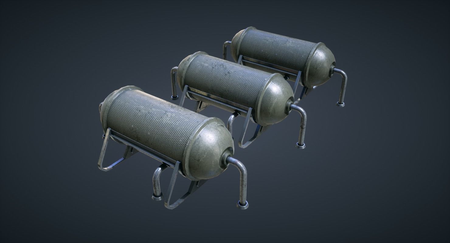 Mars KitBash - Fuel Containers Low-poly 3D model_1