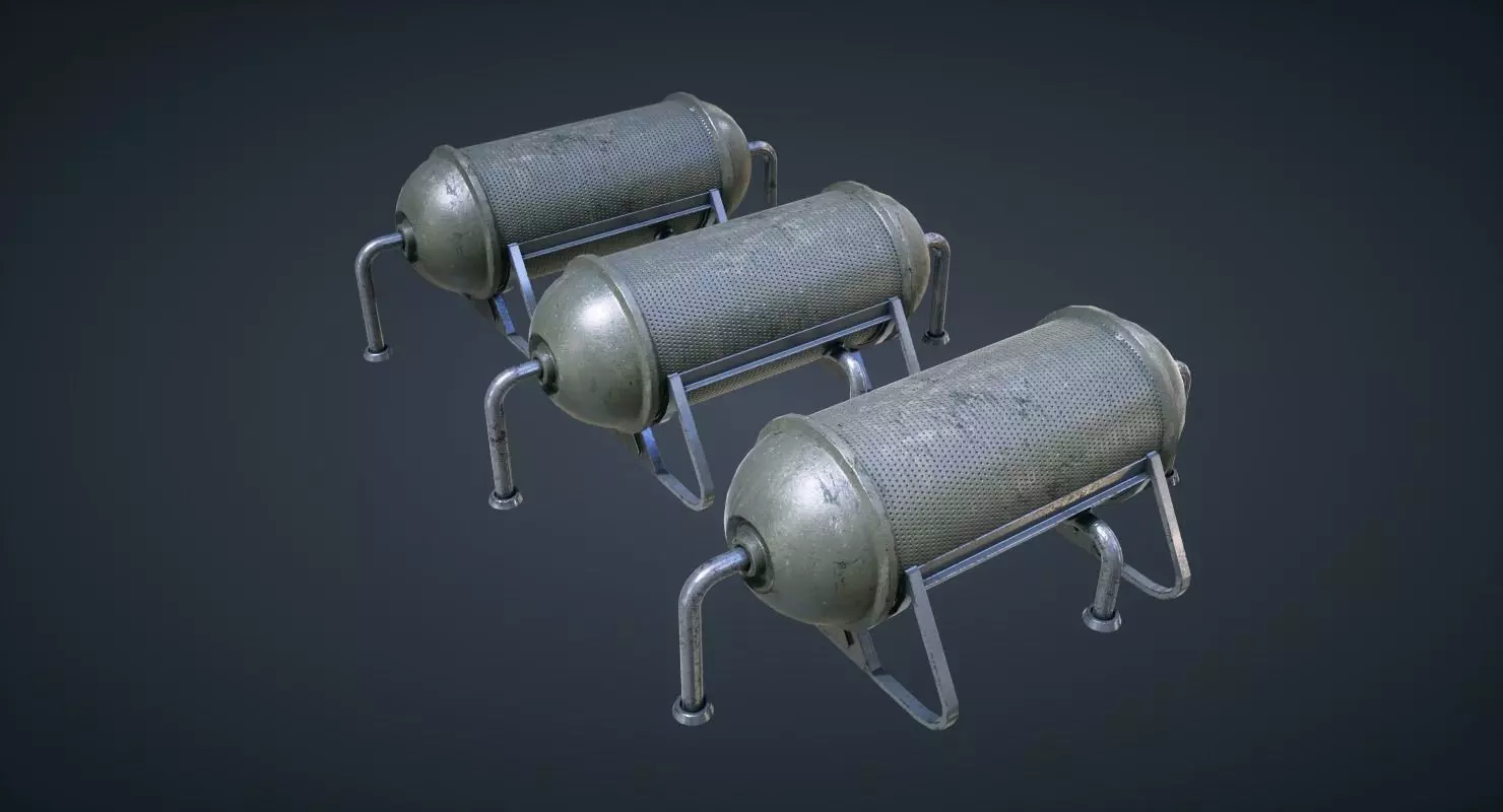 Mars KitBash - Fuel Containers Low-poly 3D model_0