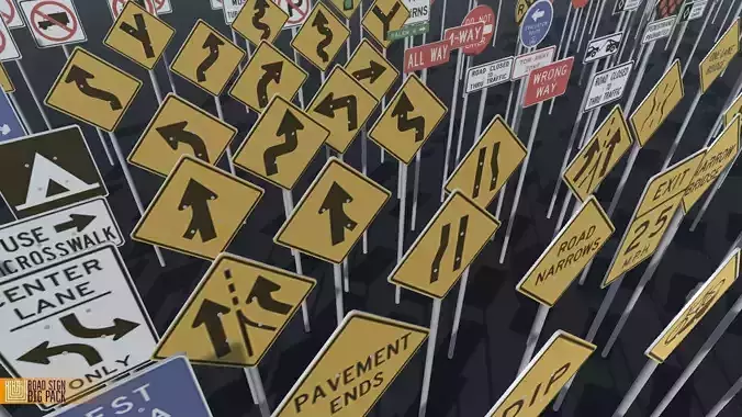 Road sign - Big pack Low-poly 3D model