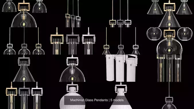 Machinist Glass Pendants 3D Model Collection