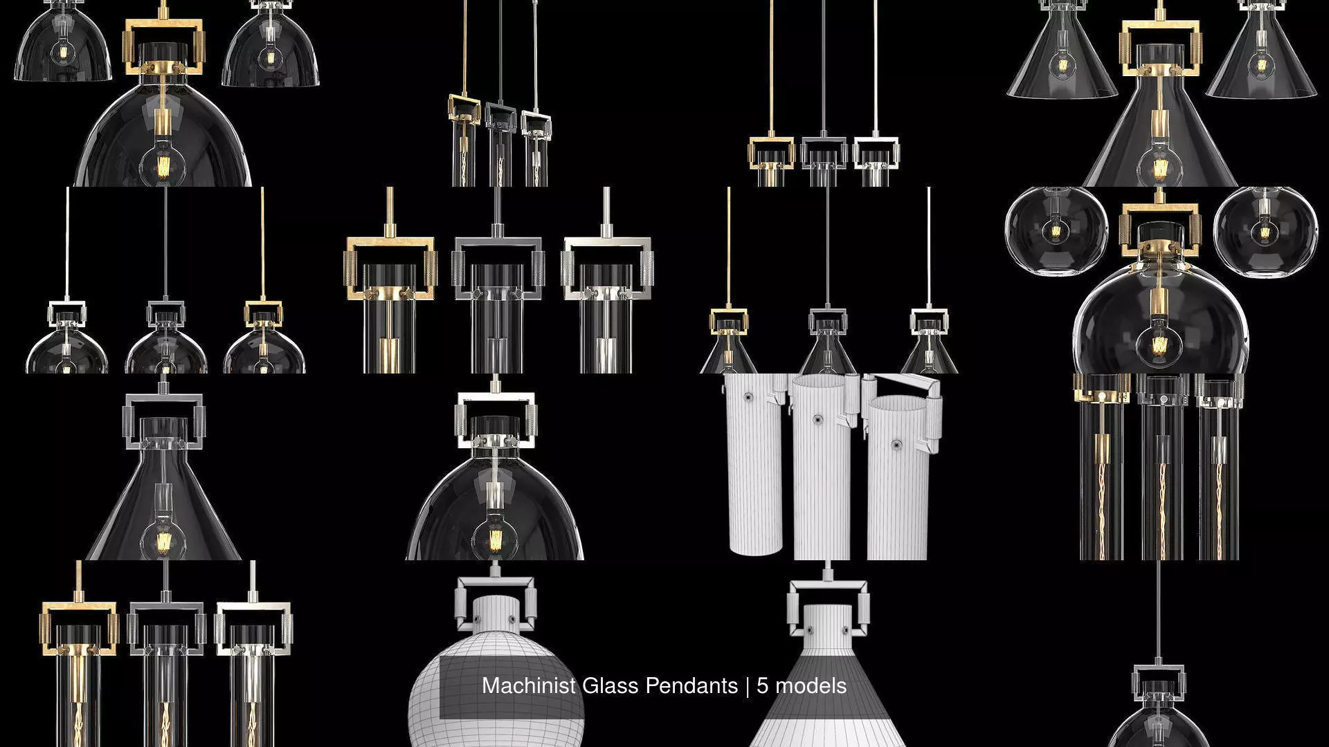 Machinist Glass Pendants 3D Model Collection_0