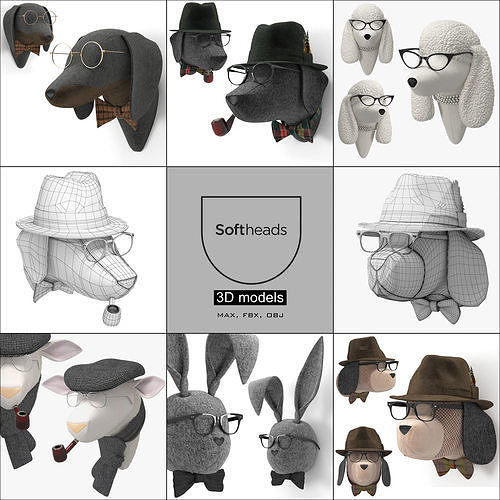 Soft Heads Wall Decor 3D Model Collection