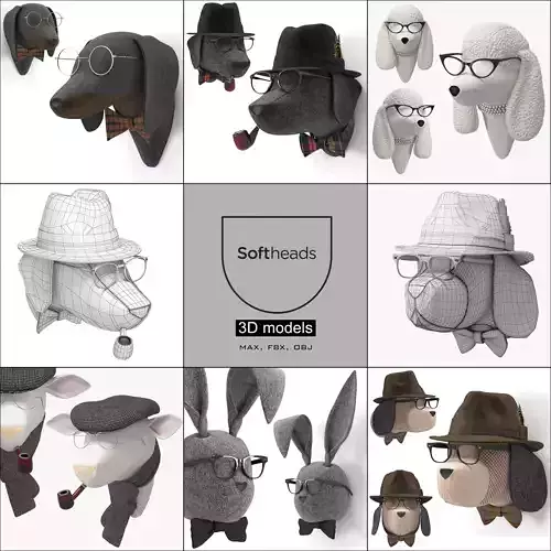 Soft Heads Wall Decor 3D Model Collection