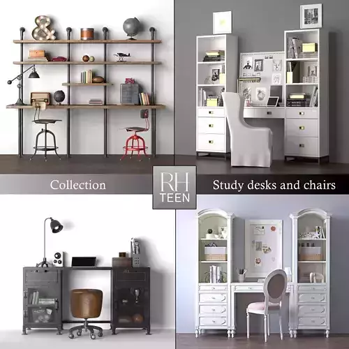 Study Desks 3D Model Collection
