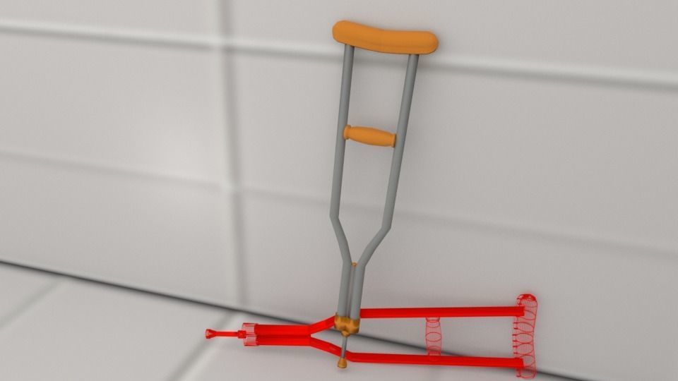 crutches pair of and Low-poly 3D model_4