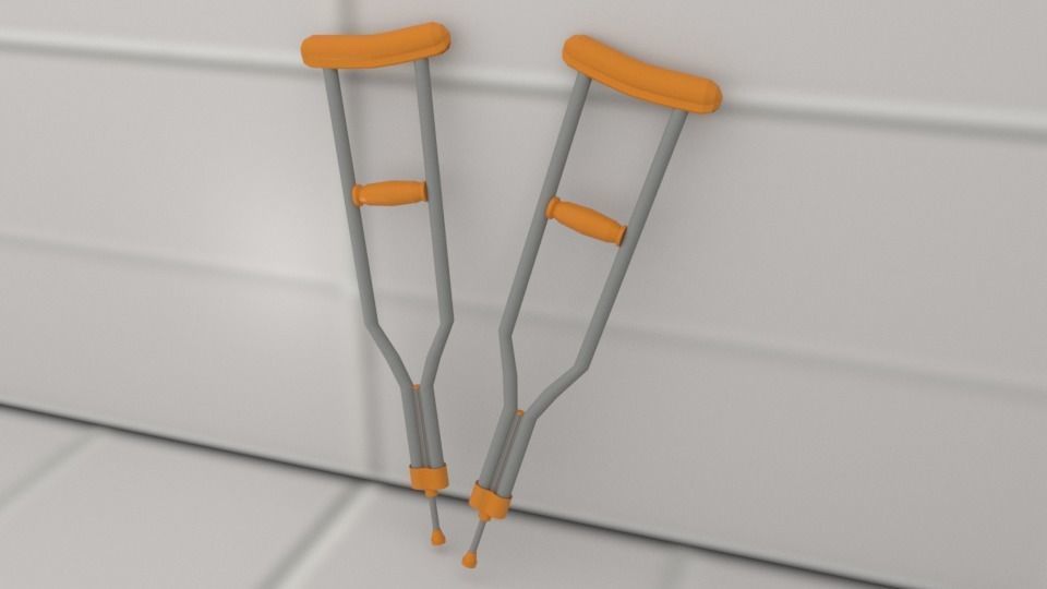 crutches pair of and Low-poly 3D model_2