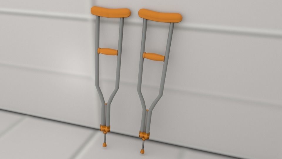 crutches pair of and Low-poly 3D model_1