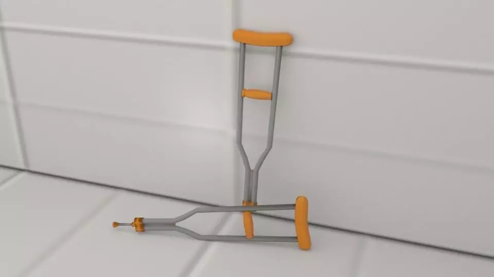 crutches pair of and Low-poly 3D model_0
