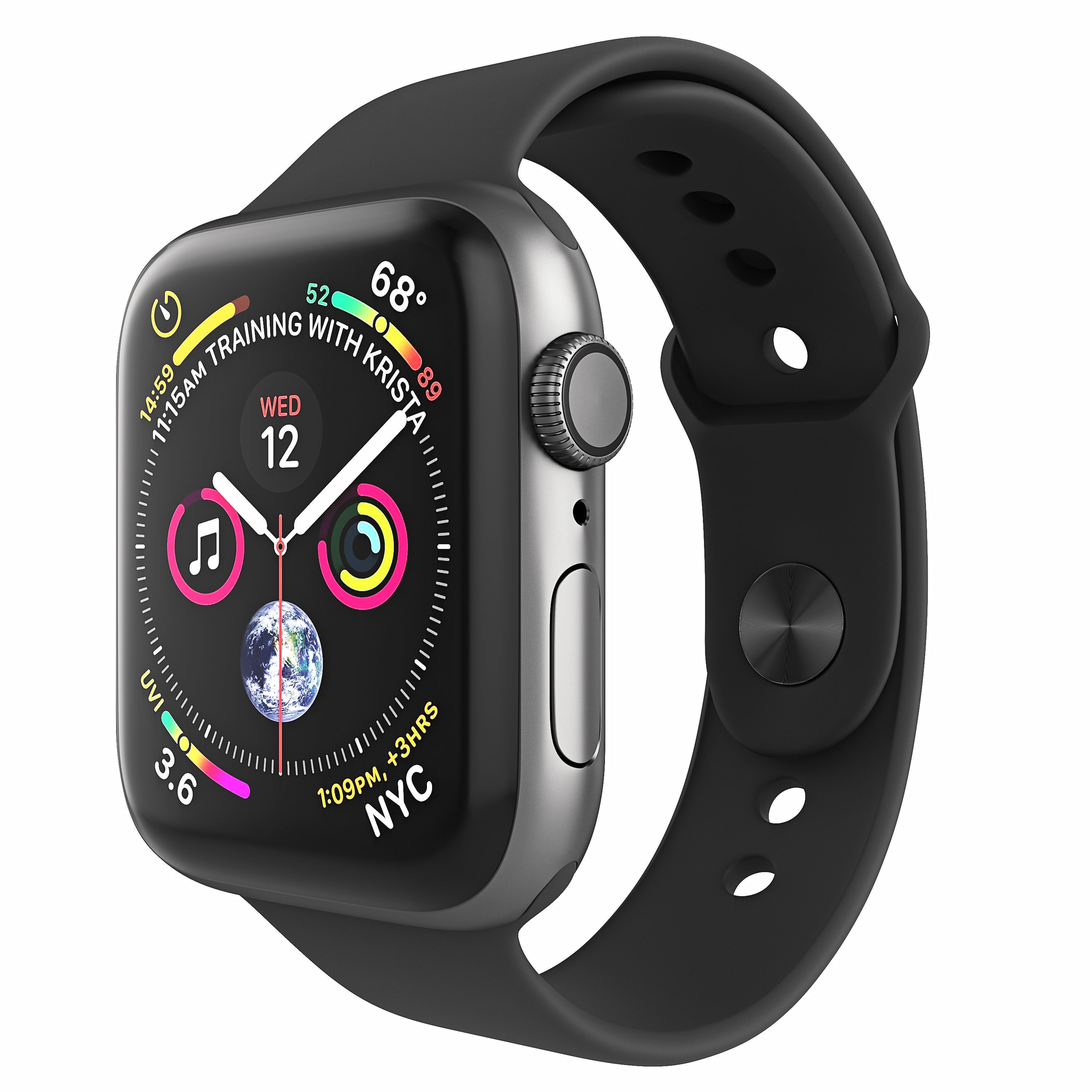 Apple Watch Series 4 Sport 44mm SpaceGrey Aluminum 3D model_0