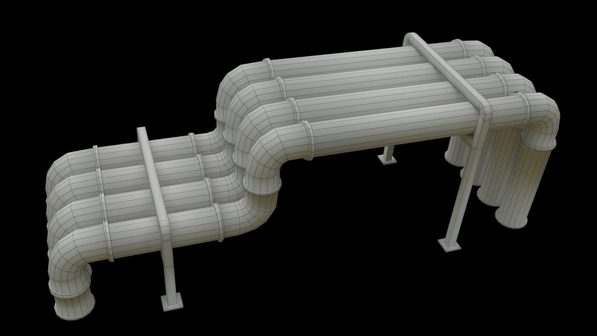Pipe air conditioning prt1 low-poly 3D model Low-poly 3D model_6
