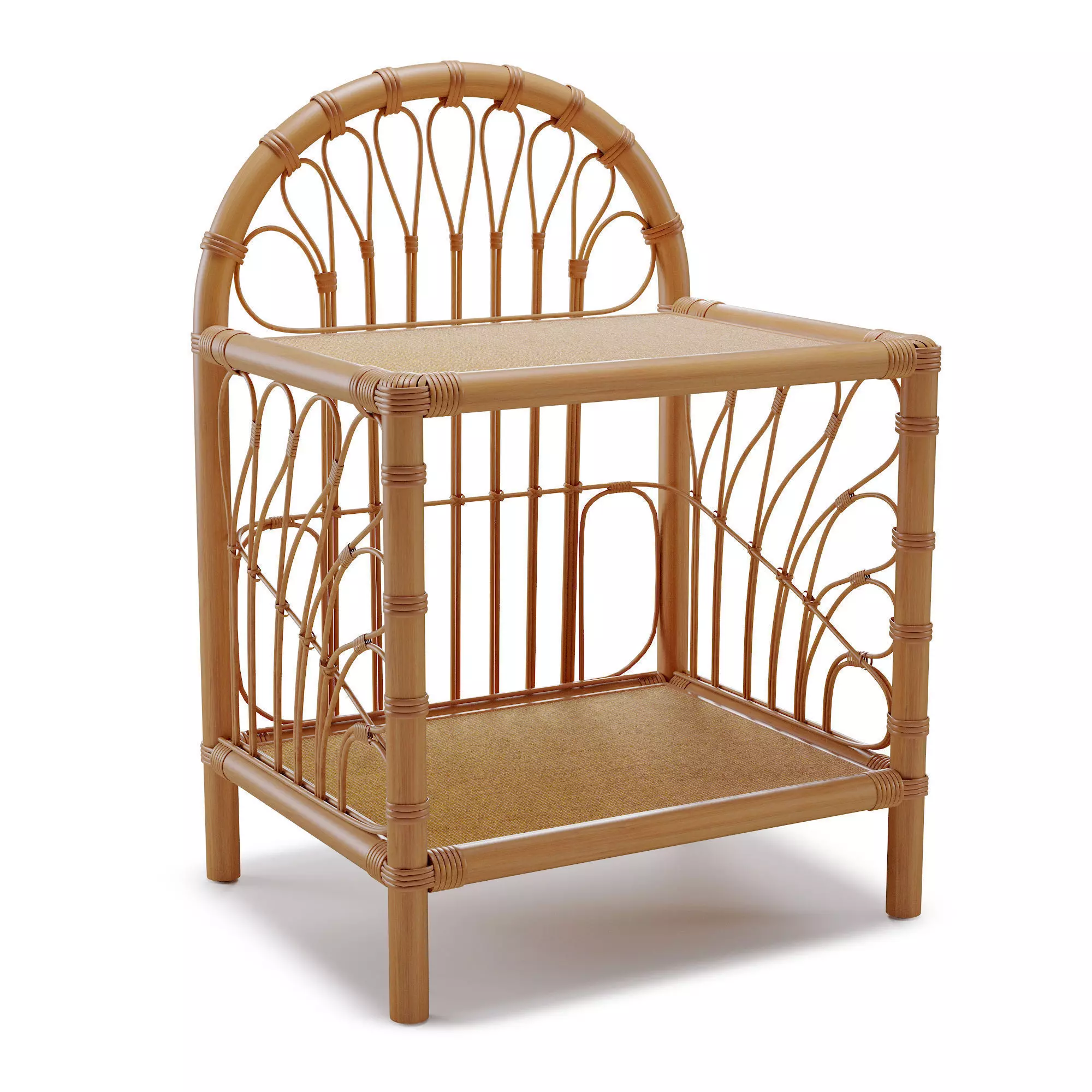 Wicker Bedside Table Low-poly 3D model_0