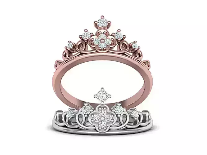 Princess Crown Ring Tiara ring 3dmodel  N10343