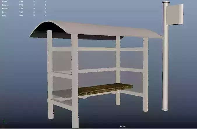 Low poly bus stop Free 3D model