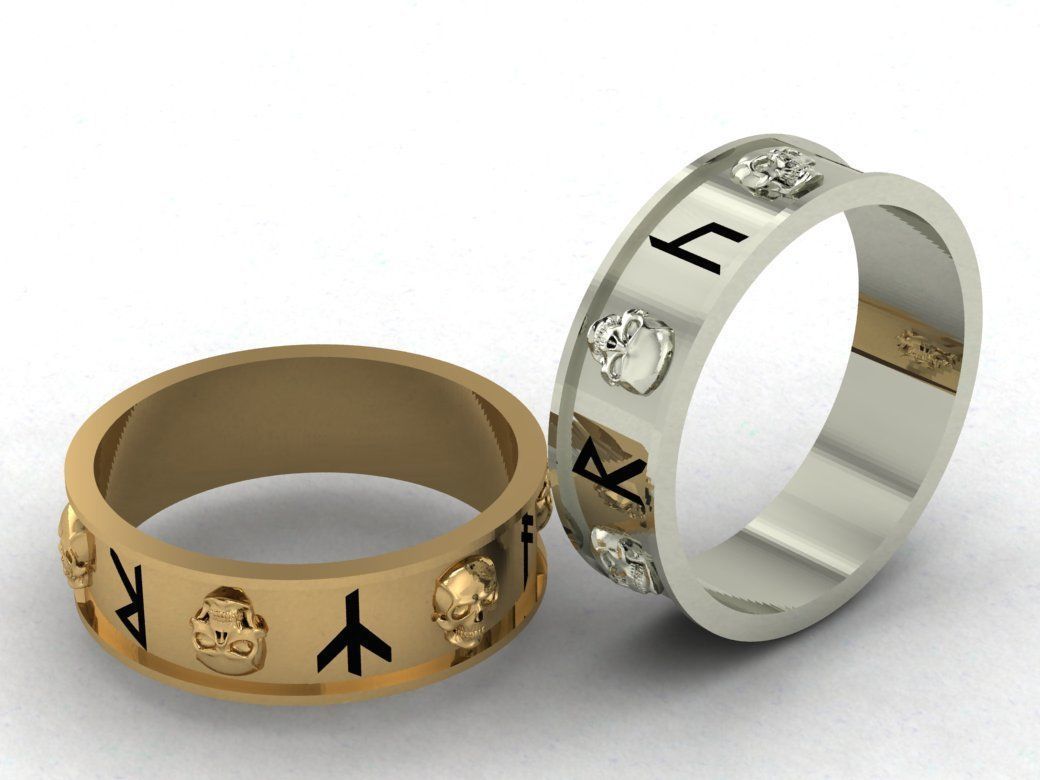 runic symbols and skulls 3D print model
