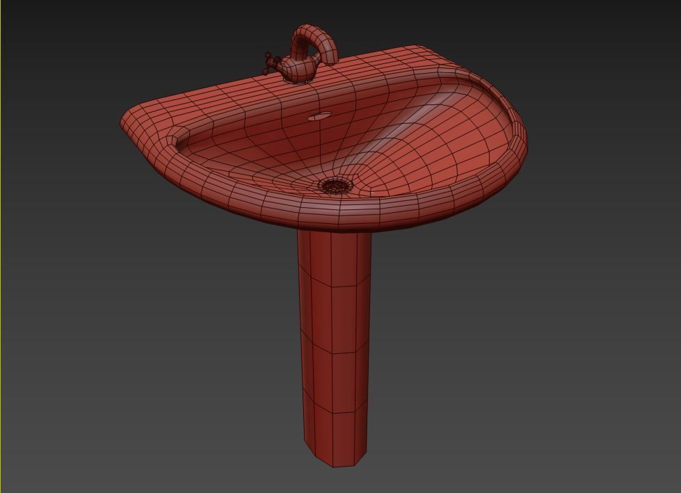 Low-Poly Bathroom Sink Low-poly 3D model_2
