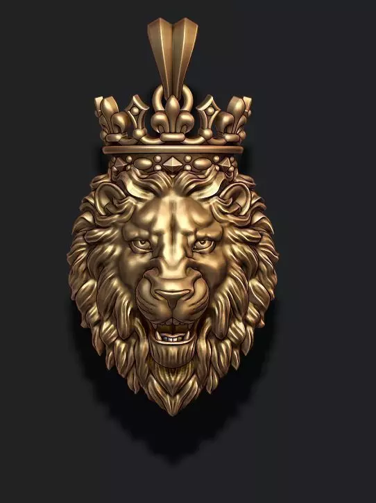 Lion pendant with crown v2 new 002 3D print model_0