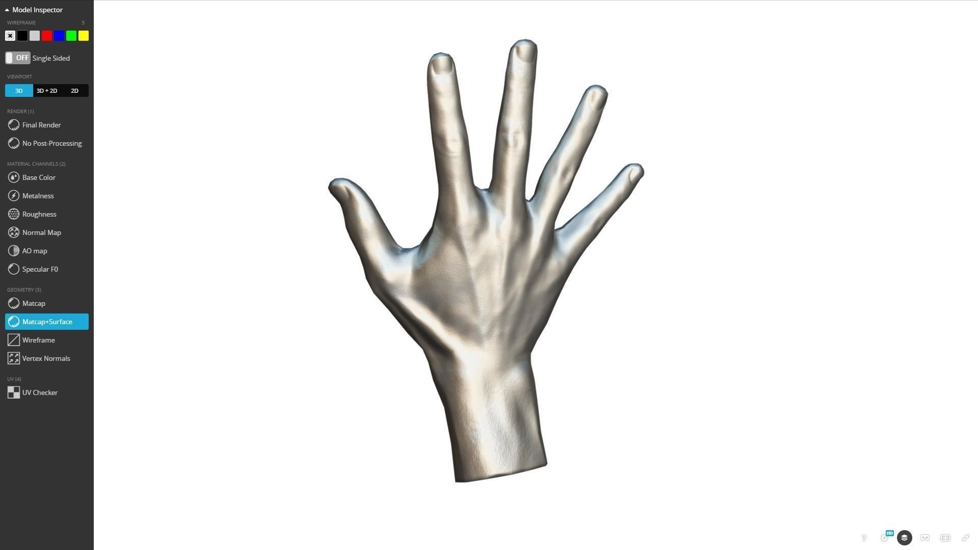 3D scan of the hand Low-poly 3D model_7