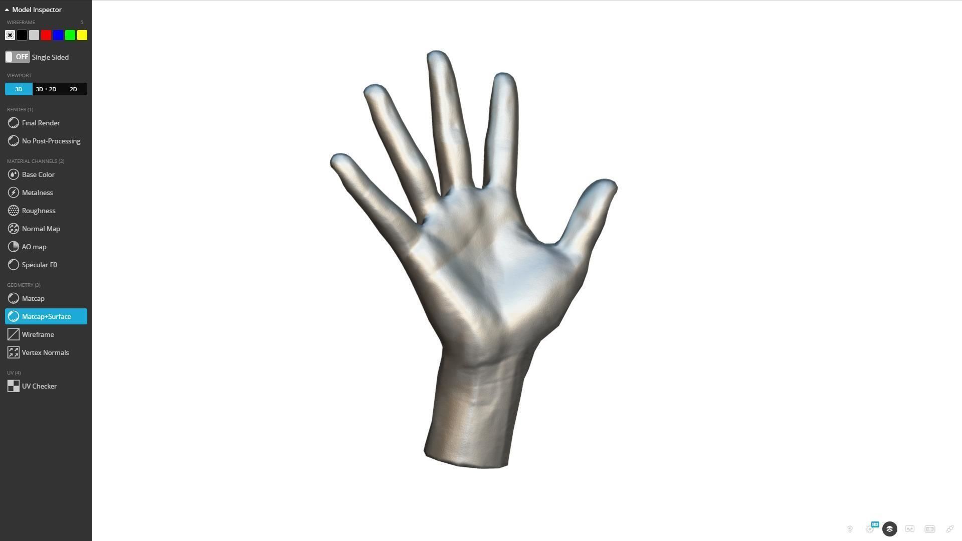 3D scan of the hand Low-poly 3D model_8
