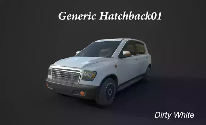 Generic Hatchback  01 Dirty White Low-poly 3D model