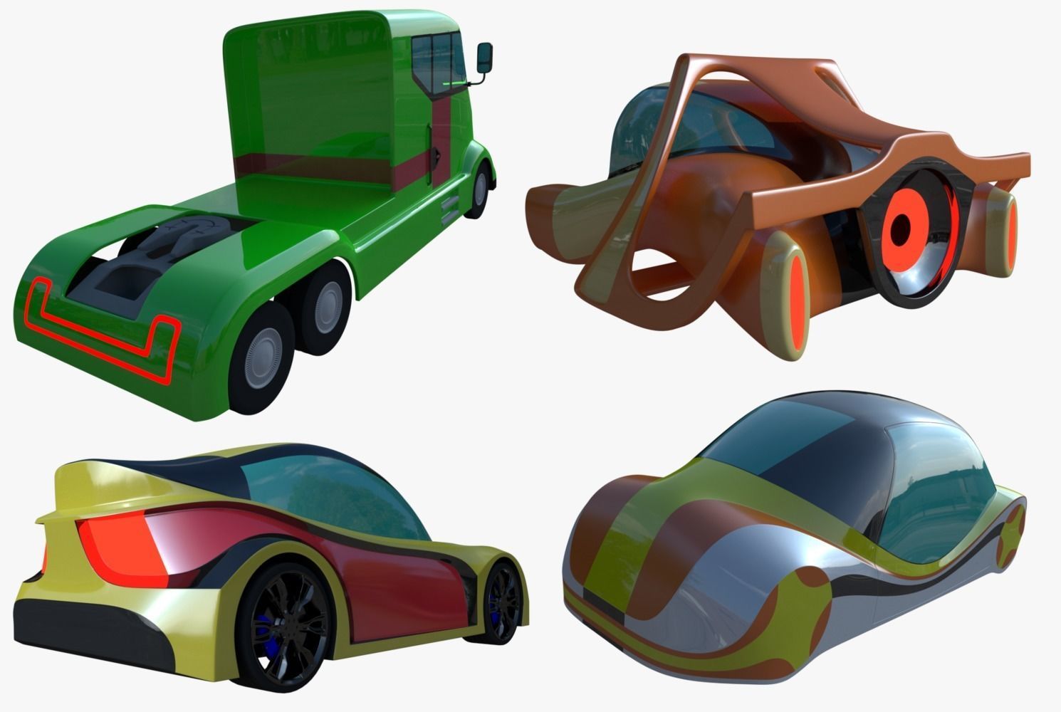 Future city III with cars 3D model_2