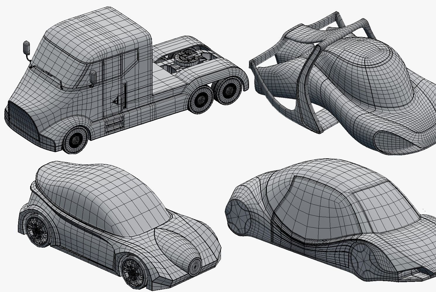 Future city III with cars 3D model_3