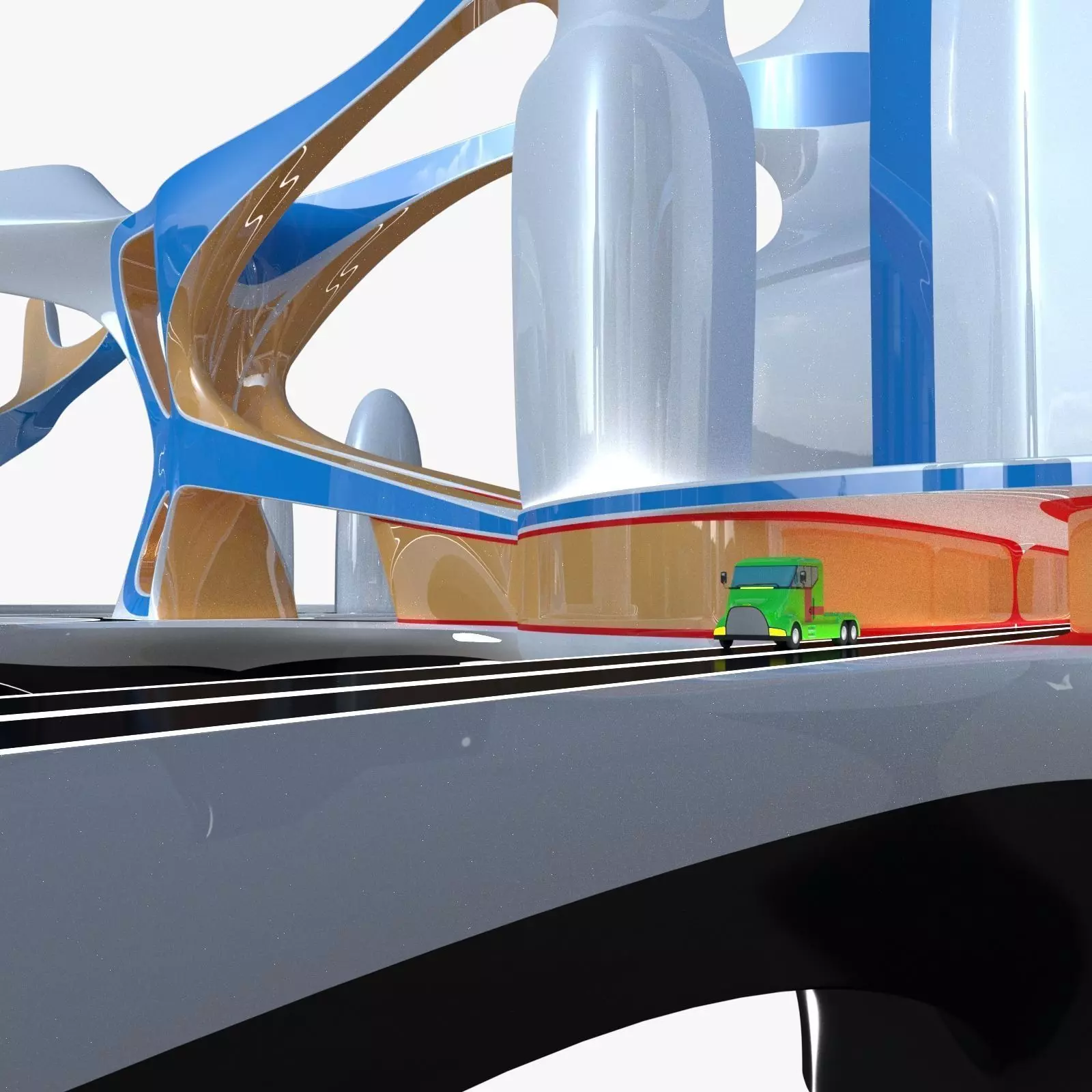 Future city III with cars 3D model_0