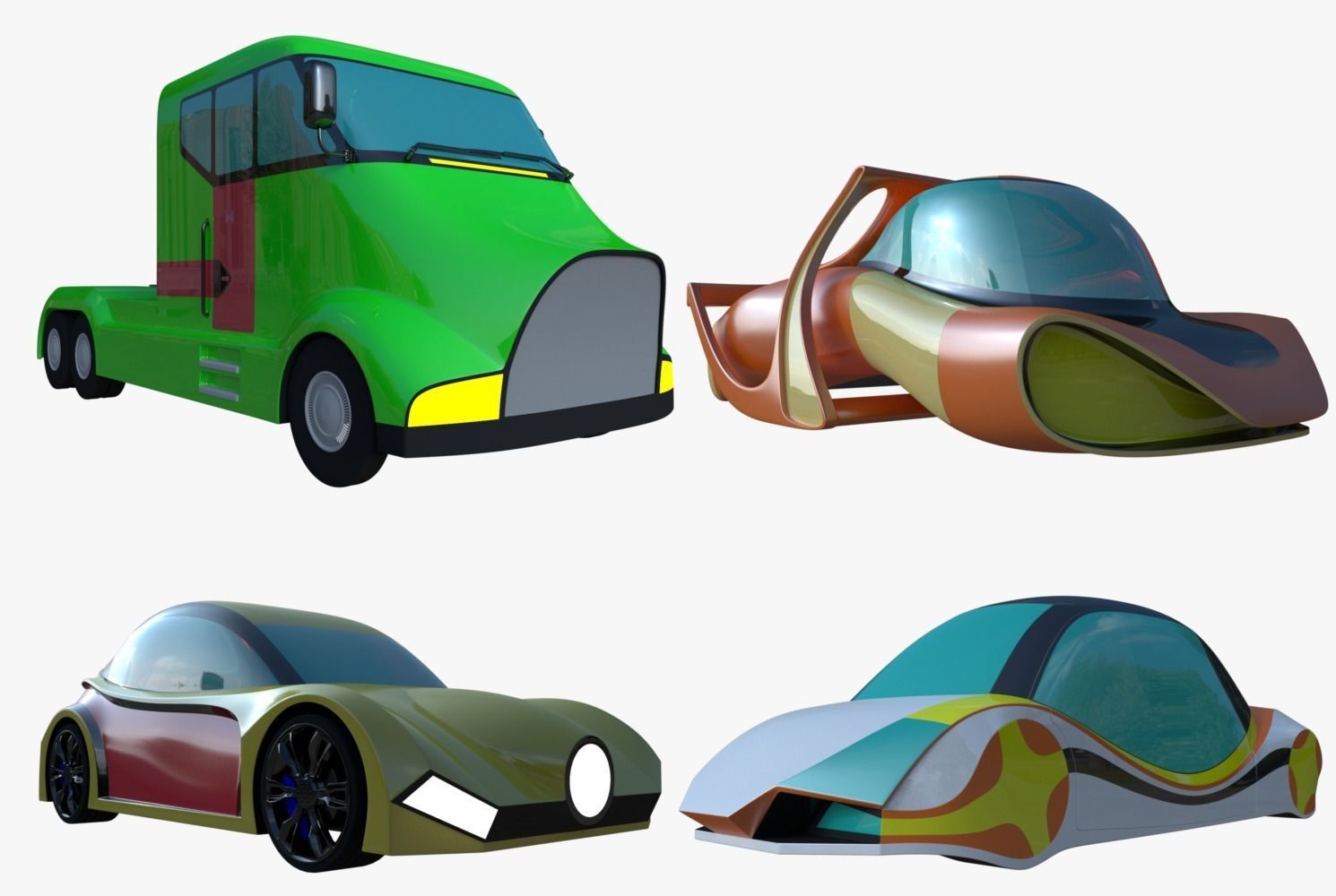 Future city III with cars 3D model_1