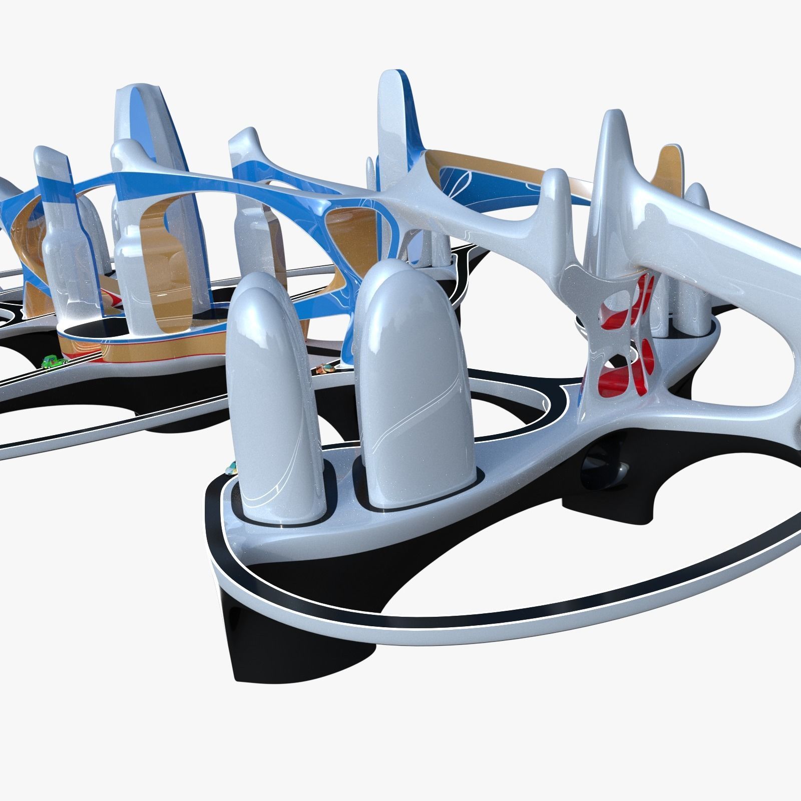 Future city III with cars 3D model_9