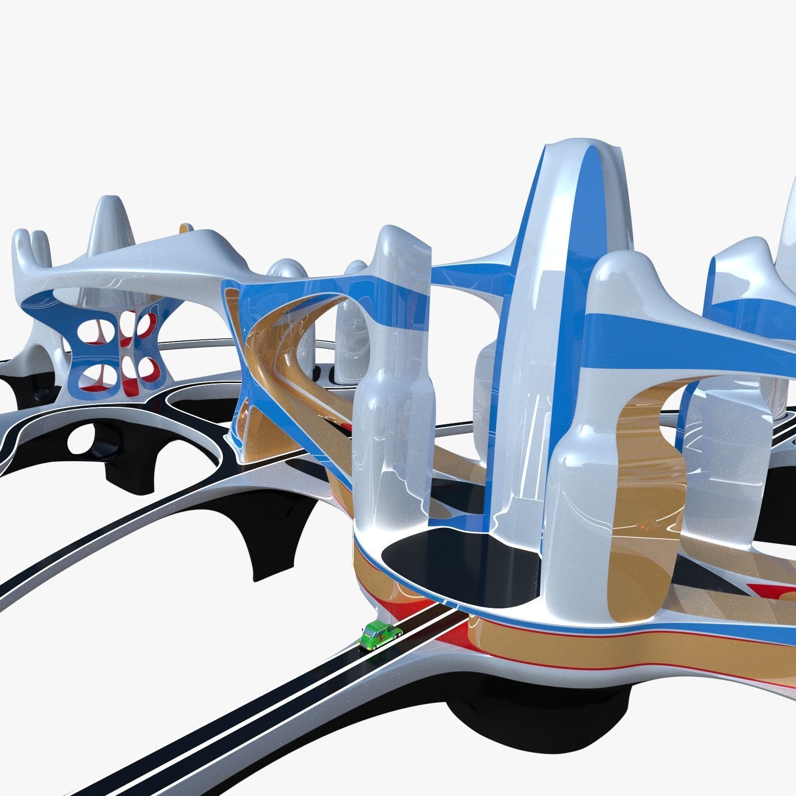 Future city III with cars 3D model_8