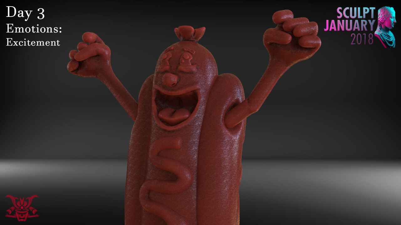 Excited Hot Dog Timelapse and Model 3D print model_27