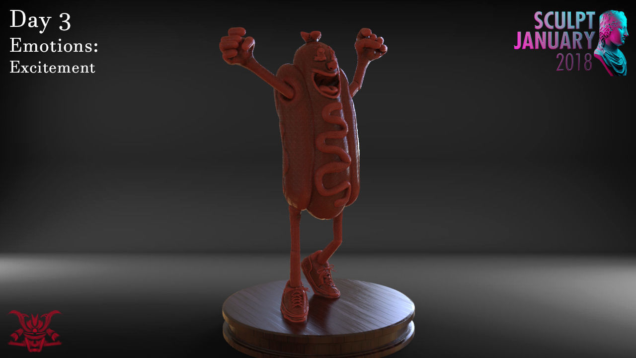 Excited Hot Dog Timelapse and Model 3D print model_24