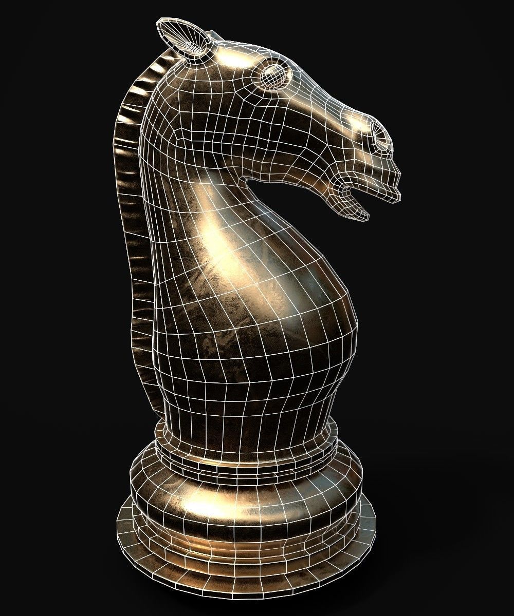 Chess set and a board Low-poly 3D model_4