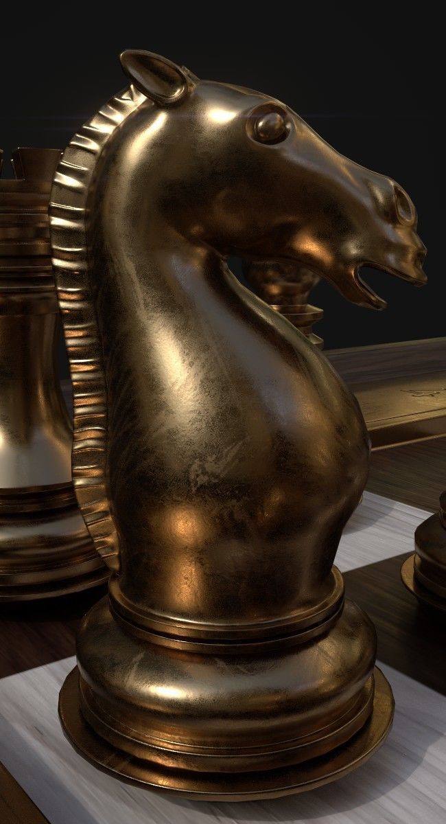 Chess set and a board Low-poly 3D model_3