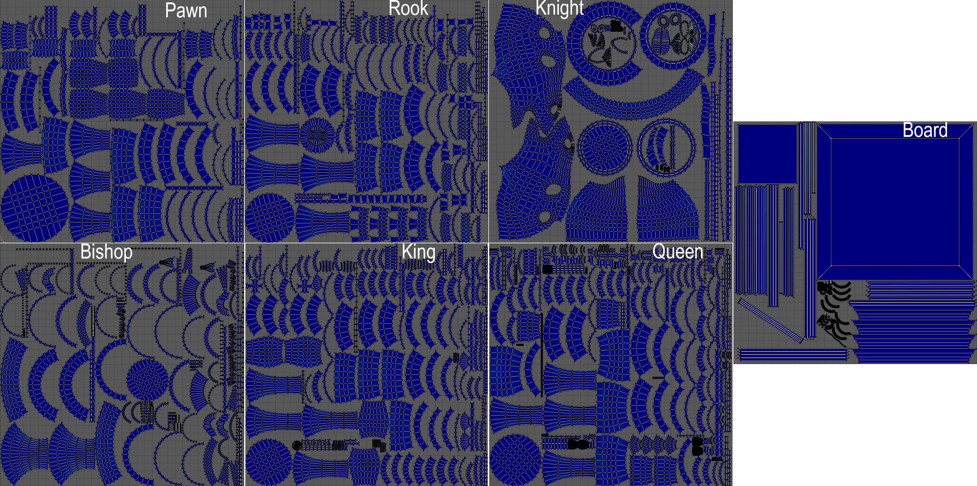 Chess set and a board Low-poly 3D model_7