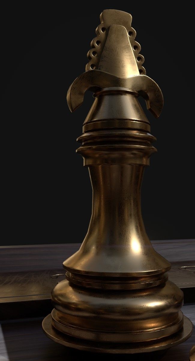 Chess set and a board Low-poly 3D model_6