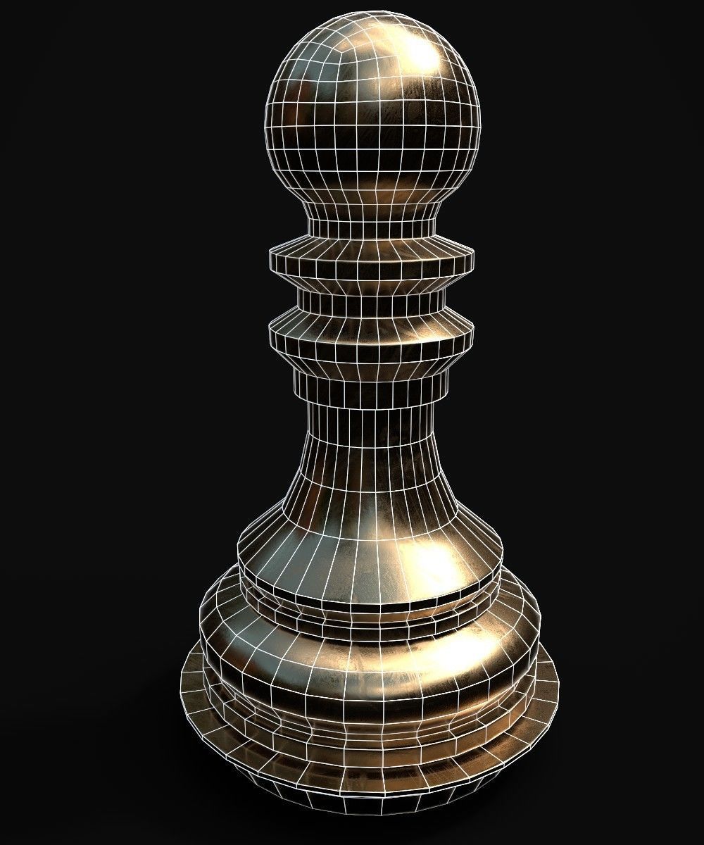 Chess set and a board Low-poly 3D model_5