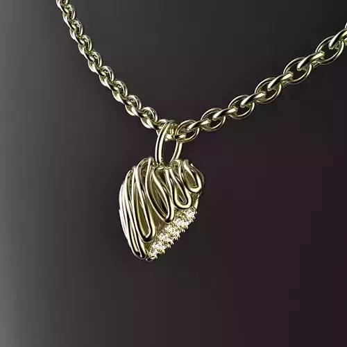 half inch wired heart with 1pt diamond prong pendant