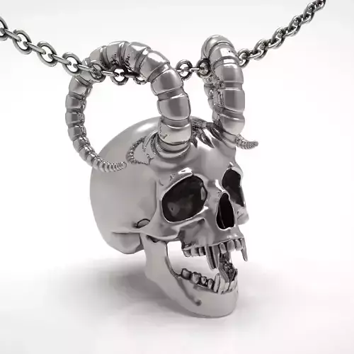 Skull horned pendant