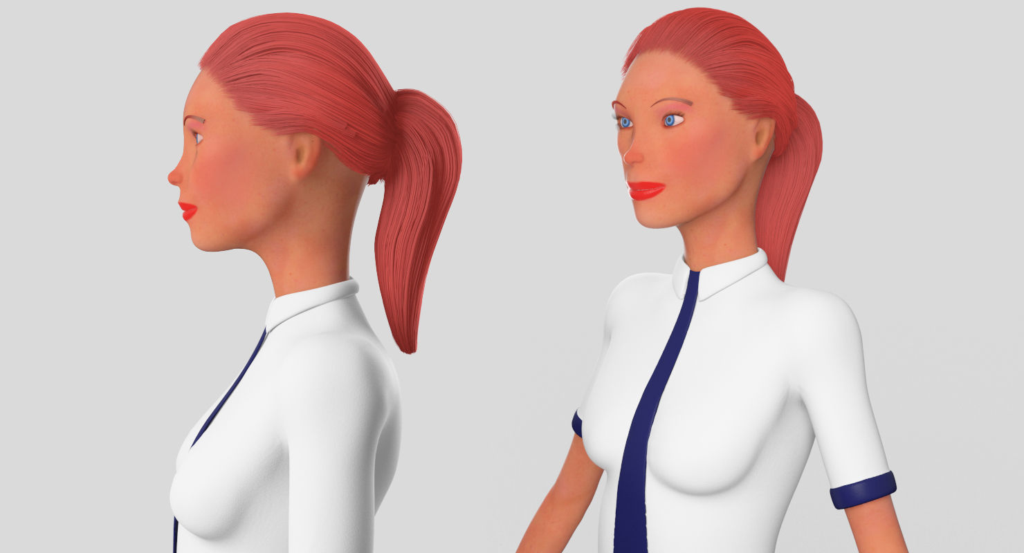School girl female lowPoly Low-poly 3D model_4