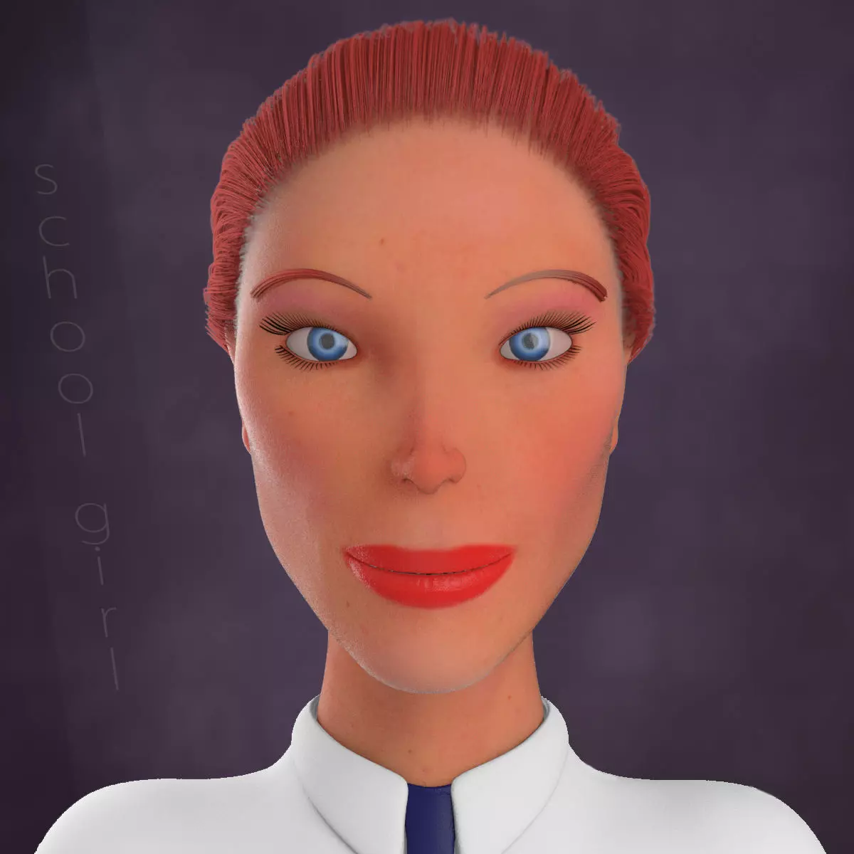 School girl female lowPoly Low-poly 3D model_0