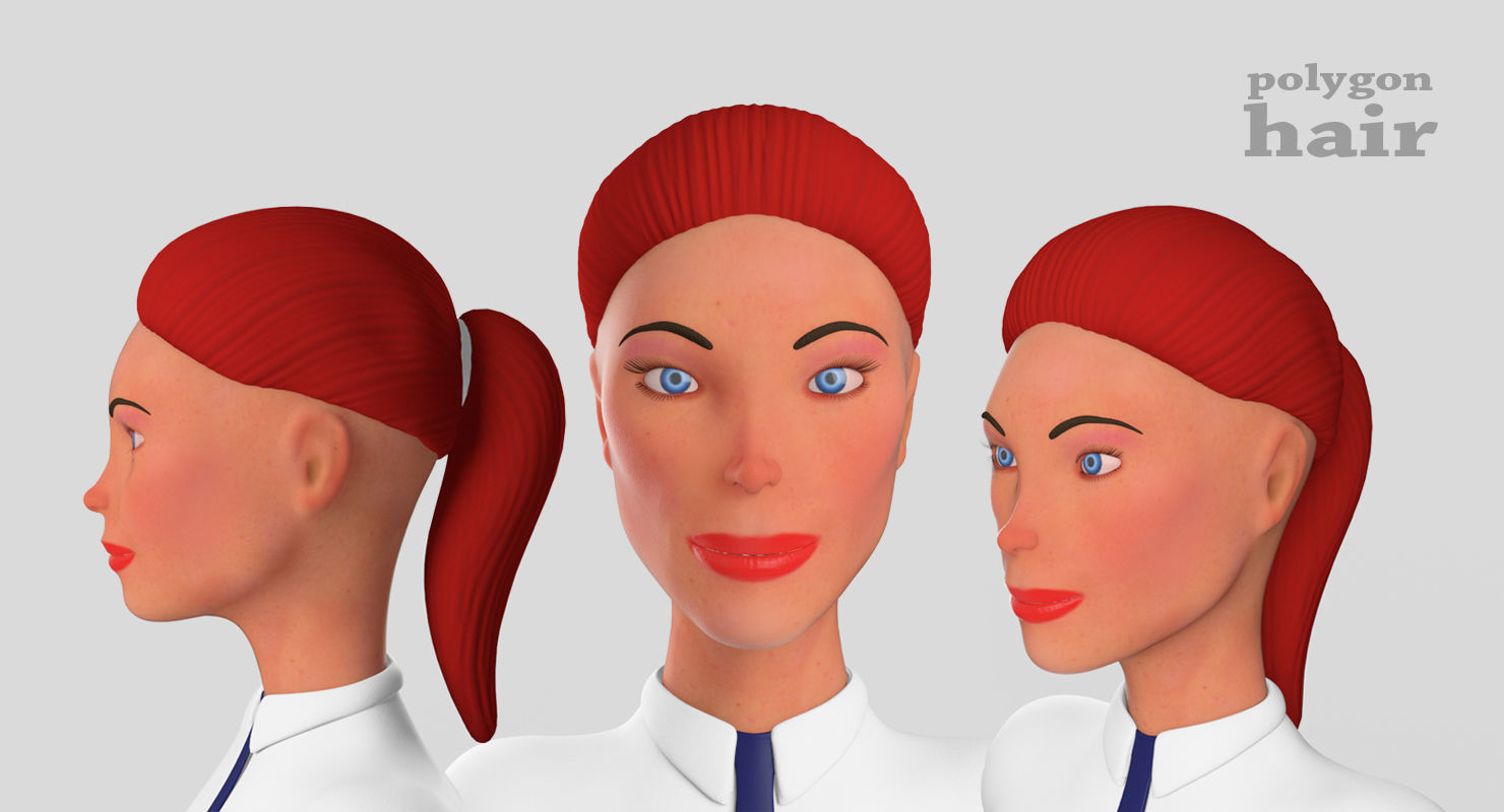 School girl female lowPoly Low-poly 3D model_10