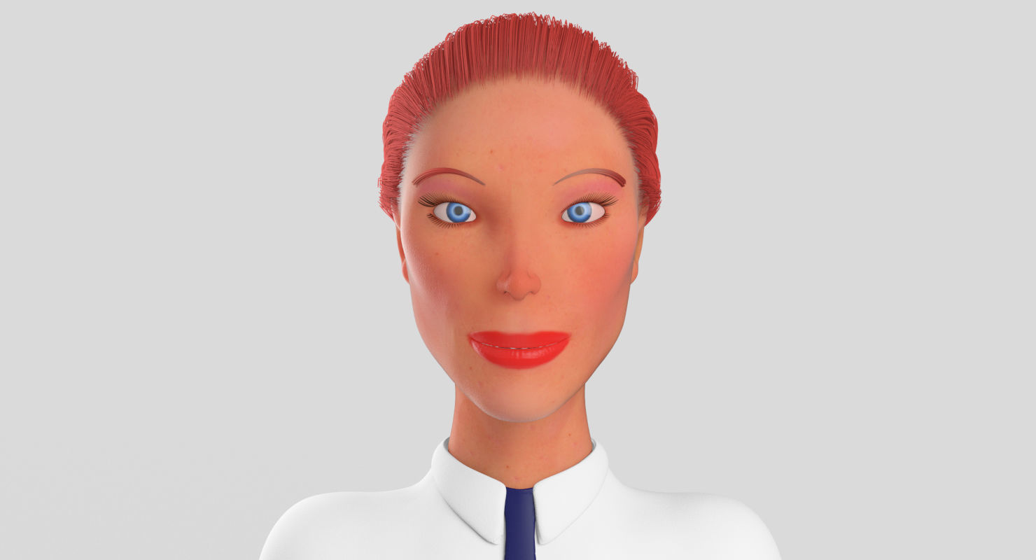 School girl female lowPoly Low-poly 3D model_1