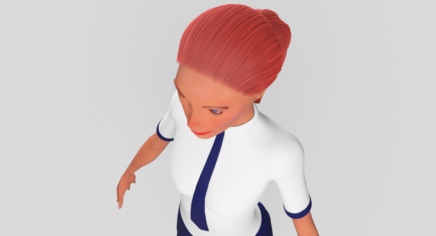 School girl female lowPoly Low-poly 3D model_6