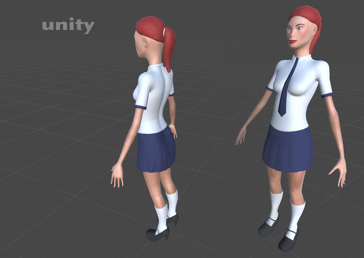 School girl female lowPoly Low-poly 3D model_22