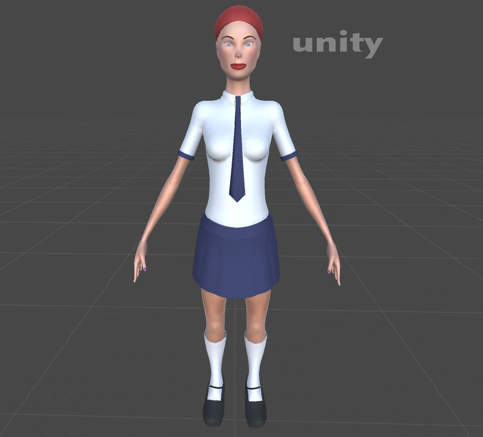 School girl female lowPoly Low-poly 3D model_17