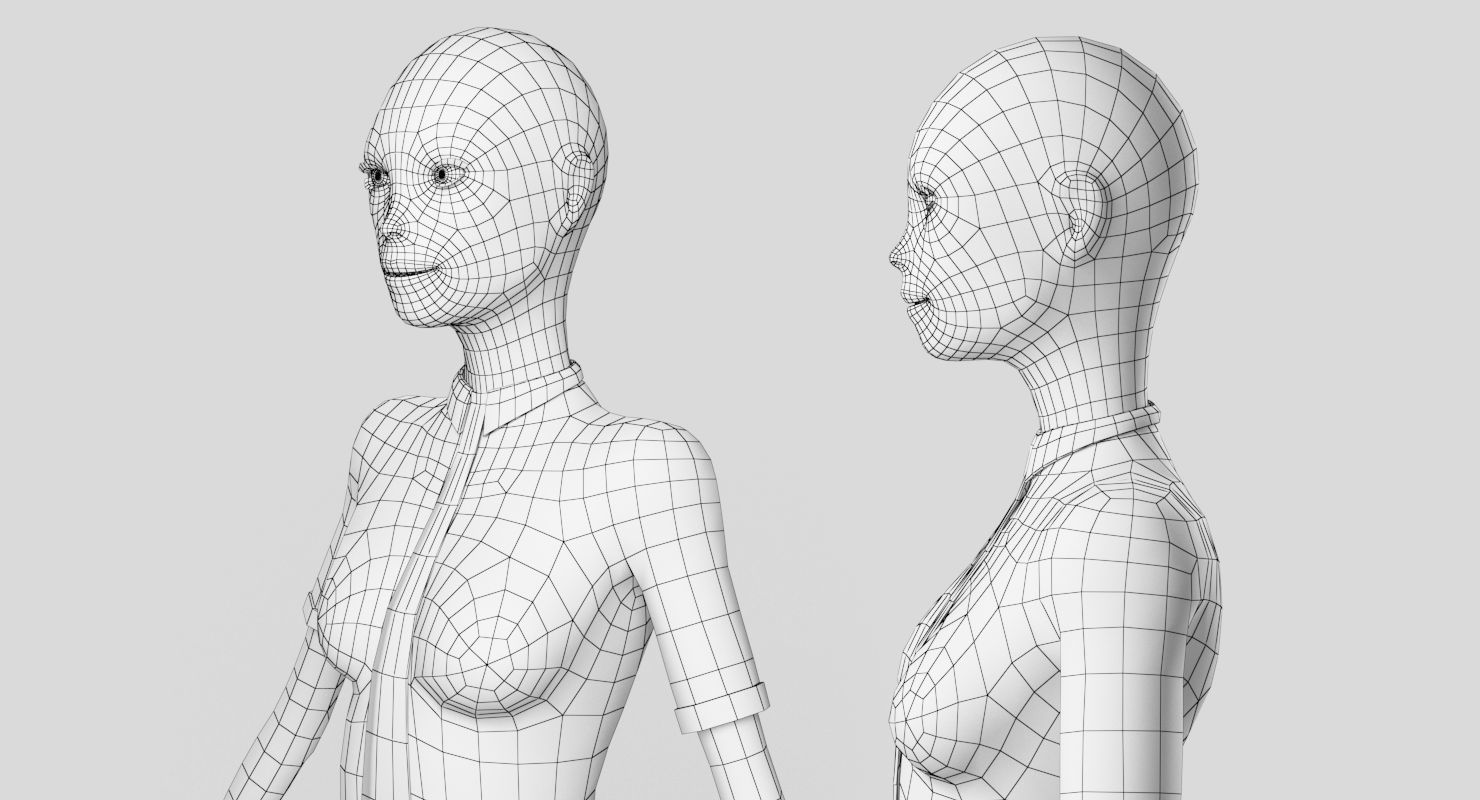 School girl female lowPoly Low-poly 3D model_18