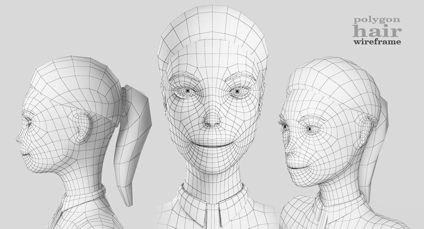 School girl female lowPoly Low-poly 3D model_8