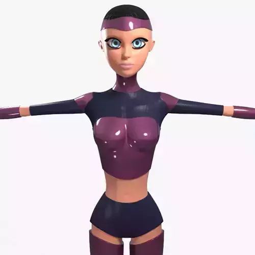 Scifi girl lowpoly character 