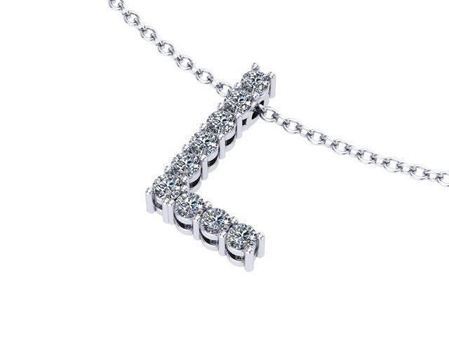L pendant letter necklace with diamonds 3D print model